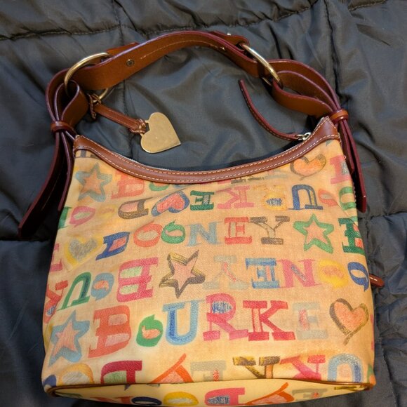Authentic Dooney & Bourke Leather Hobo Doodle Bag Purse Multi Color NICE - Picture 3 of 7